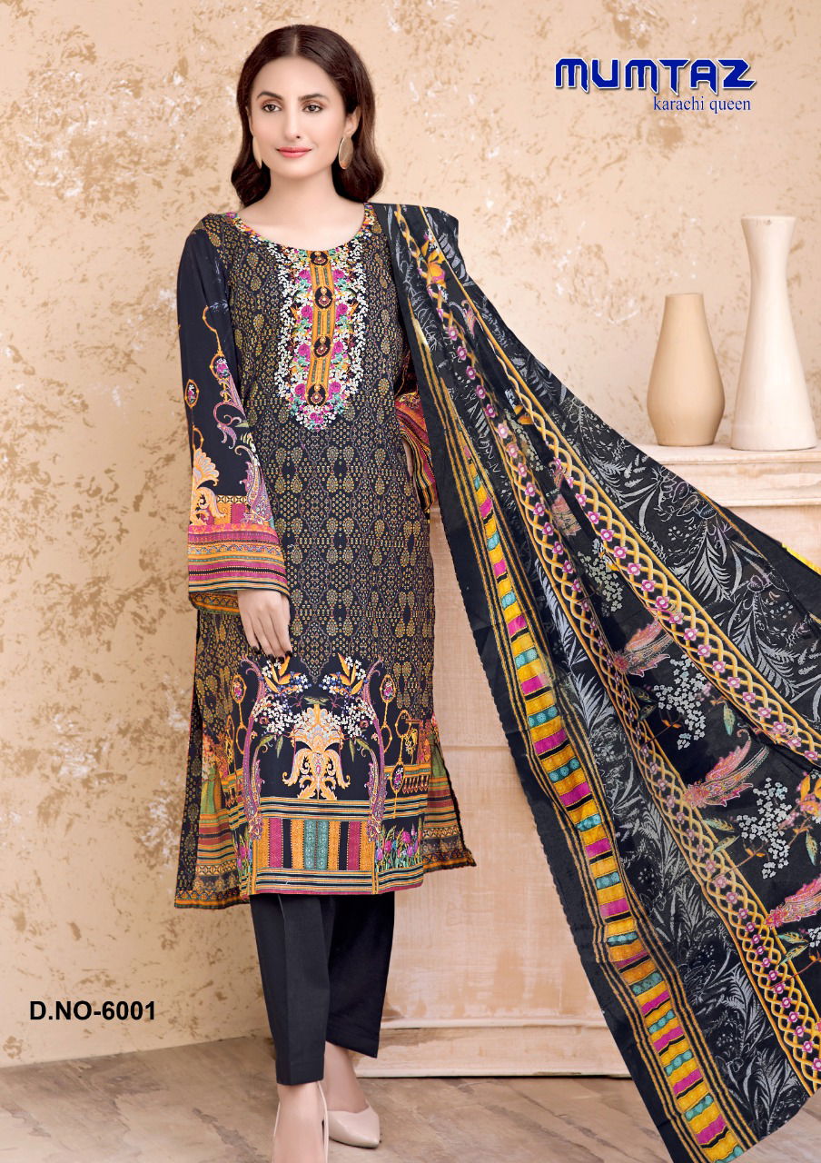 Madhav Fashion Mumtaz 6 Regular Wear Karachi Cotton Printed Dress Material